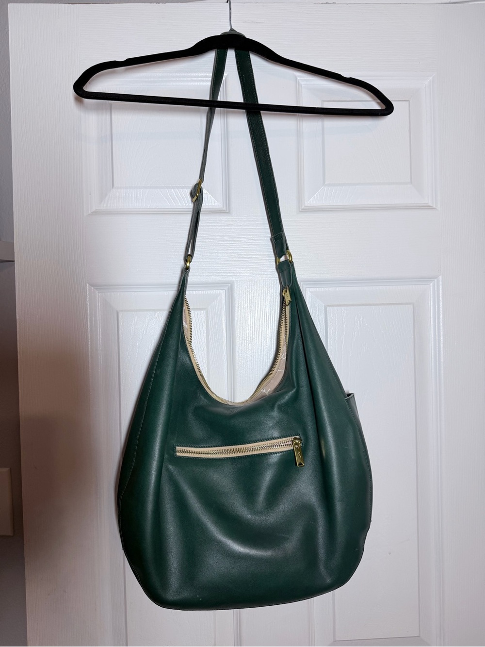 Sseko Dark Green Leather Shoulder Bag - Classic Everyday Hobo